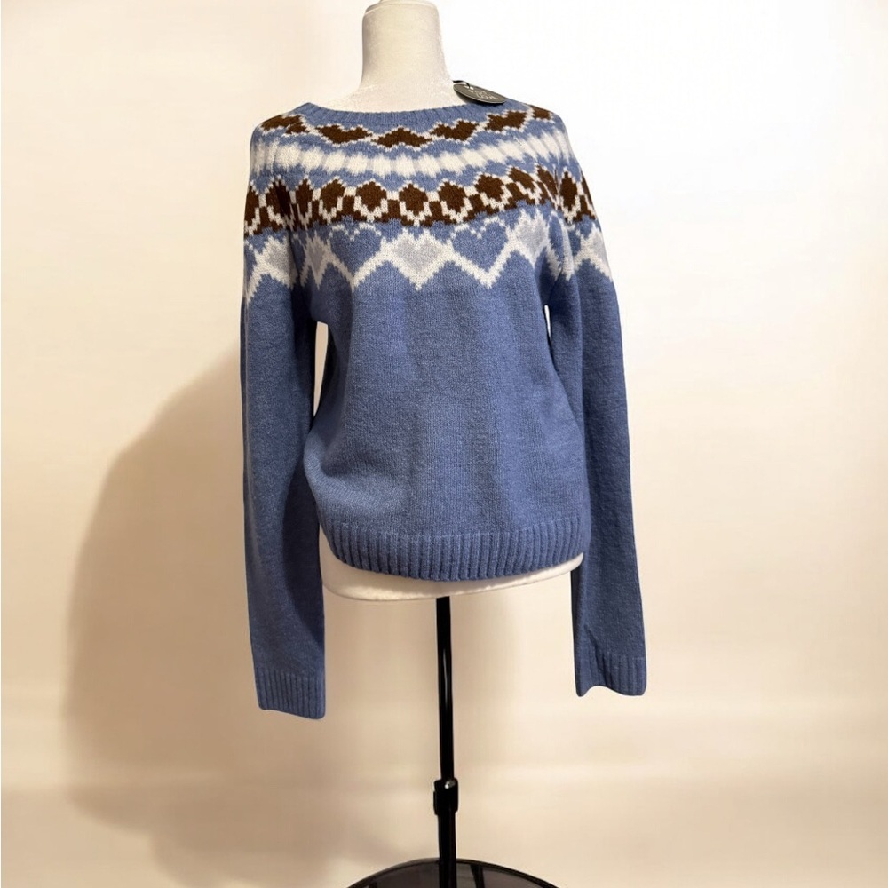 Blue and White Patterned Women's Sweater